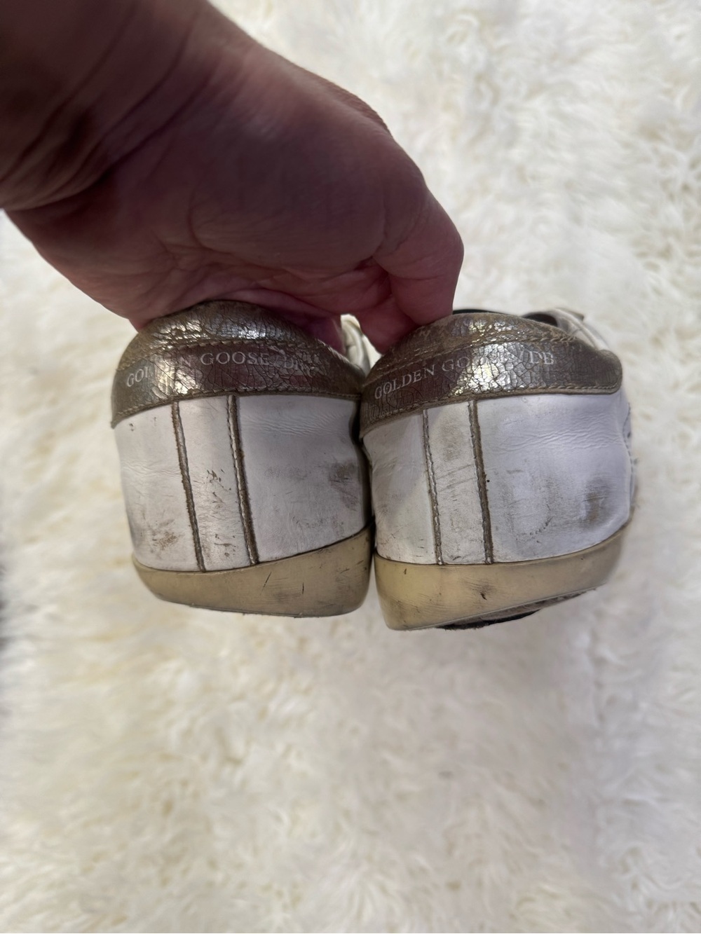 Golden Goose White Leather Sneakers with grey glitter Star euro size 37 - Picture 8 of 9